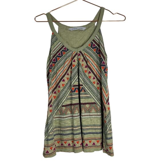 Athleta Green Aztec Print Shelf Bra V-Neck Tank Top 221940 - Picture 1 of 5
